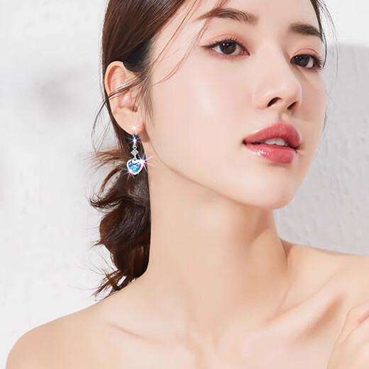 MZMZ platinum earrings for women PT950 platinum earrings long light luxury earrings Valentine's Day birthday gift for girlfriend and wife light luxury style - white diamond