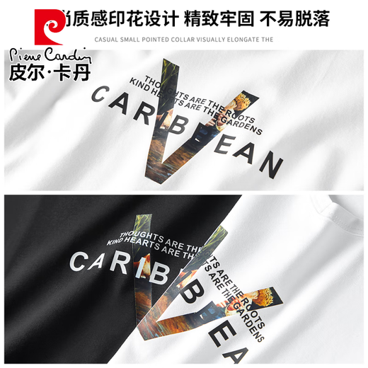 皮尔卡丹（pierre cardin）2025春秋长袖t恤男薄款莫代尔棉秋衣黑色潮流印花打底衫内搭上衣 白色 (15123) L (适合115-130斤)