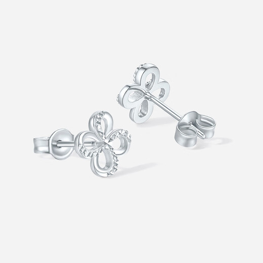ZLF (ZLF) pt950 platinum earrings for women, simple glossy four-leaf clover earrings for your girlfriend, one pair - 1.96g