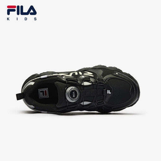 FILA斐乐童鞋儿童跑步鞋2024冬季男女中大童复古猫爪运动鞋 黑/银器灰-BS 内长24.5cm 39 内长24.5cm