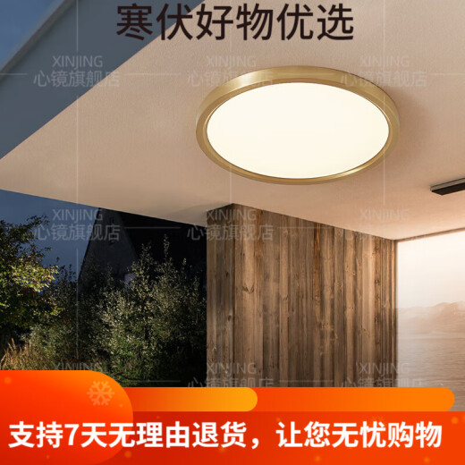 全铜户外吸顶灯别墅大门口门前灯室外过道阳台灯防蚊虫庭 X3893-500/方形