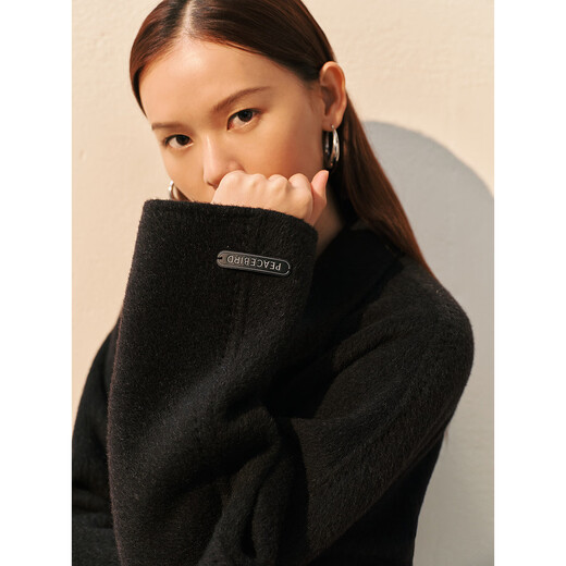 PEACEBIRD Women's Woolen Coat Master Zhen velvet series women's double-sided woolen winter coat fashion black S