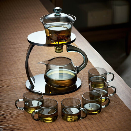 Quandu (Quandu) Quandu glass semi-automatic tea set, lazy household induction teapot, kung fu tea cup for brewing tea, Denggao Qinghui automatic tea set
