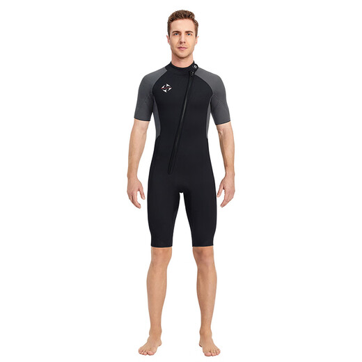 DIVE&SAIL one-piece short-sleeved shorts wetsuit 3MM men's diving wet suit thickened warm snorkeling surfing sailing jellyfish swimsuit black 2XL XX