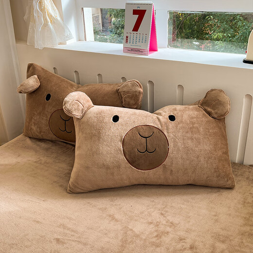 Thickened warm milk velvet four-piece children's cartoon bed sheet quilt cover coral velvet quilt cover Kapibara winter Kapibara Class A anti-static non-shedding 1.8m bed sheet four-piece set quilt cover 200x230