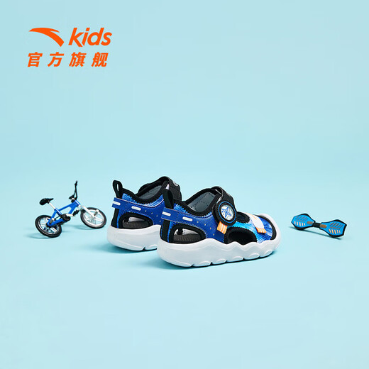 ANTA Children's Sandals Baby Shoes 2025 Summer New Outdoor Anti-collision Easy-Bend Octopus Toe Sports Sandals True Blue/Anta White/Black-4 20