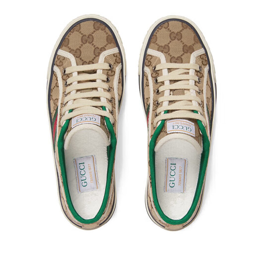 Zapatos de mujeres de Gucci (Gucci), logotipo retro de moda zapatos deportivos versátiles versátiles, marrón 606110 HVK20 9766 35