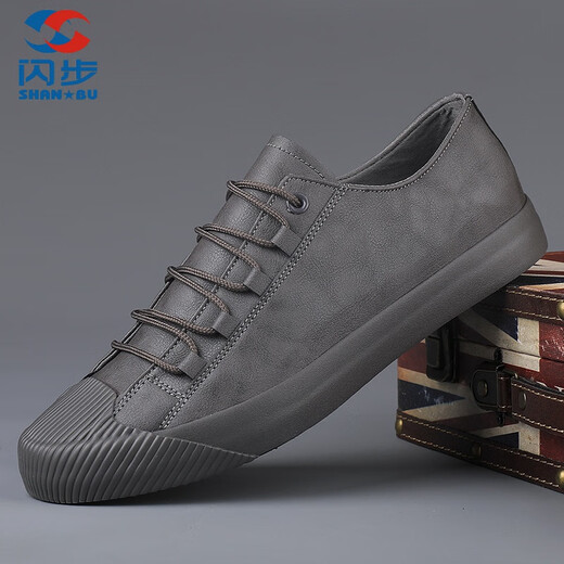 ShanBu high-end men's shoes brand one-foot lazy shoes 2025 spring new casual leather shoes casual versatile shoes men 9851 black and white 40