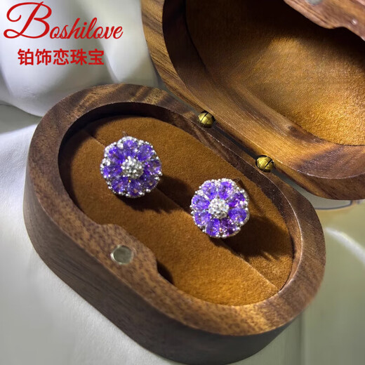 DL 1998 Fat Dong Lai's same tanzanite earrings natural l natural tanzanite women's 925 silver amethyst earrings simple and light natural tanzanite amethyst B earrings