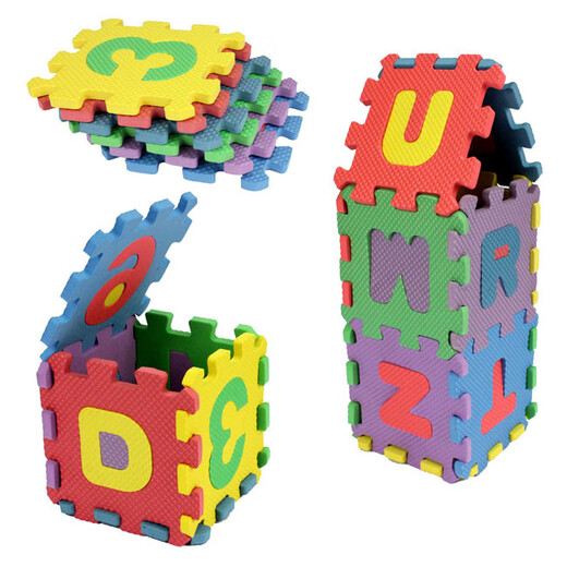 Shantoulin Village Eva Buchstabe Puzzle Kinder Baby Baby Digitales Spielzeug Eva Schaumbodenmatte 36 Teile extra Größe jedes Stück 6*6 cm in insgesamt 36 Teile