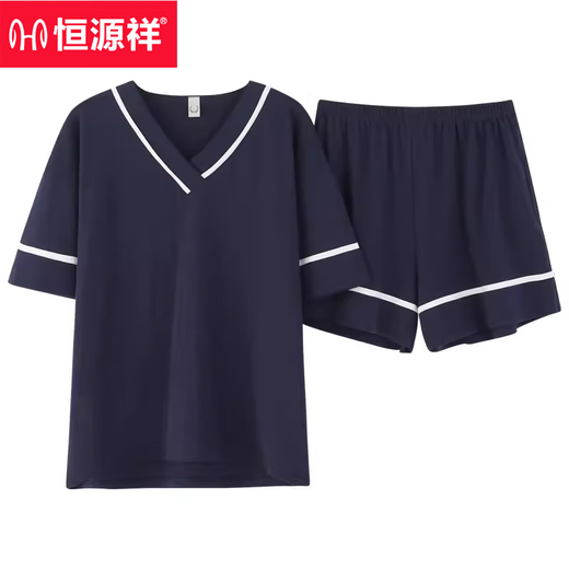 
Hengyuanxiang pajamas female fat girl summer cotton short-sleeved V-neck shorts suit plus size 240Jin [Jin equals 0.5 kg] loose home clothing 6X ZJ679 XL [120-140Jin [Jin equals 0.5 kg]]