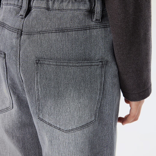 Jnby par Jnby [Fine Fleece] Jiangnan Tissu pour enfants Vêtements lavage du pantalon droit denim Automne et hiver garçons et filles Enfants 1OAE12350 986 / Denim White 120cm