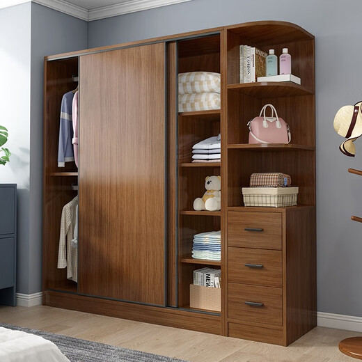 Baili Weiyi new Chinese style wardrobe home bedroom wooden combination wardrobe simple sliding door storage large wardrobe 1.8 meters main cabinet