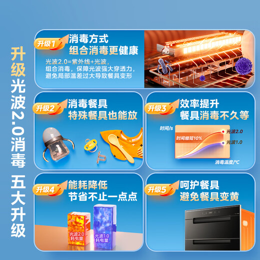 Midea Nuanyang disinfection cabinet built-in household kitchen tableware cupboards bowls and chopsticks tea cups and tea sets UV 110L three-layer large capacity national subsidy 110HQ2pro