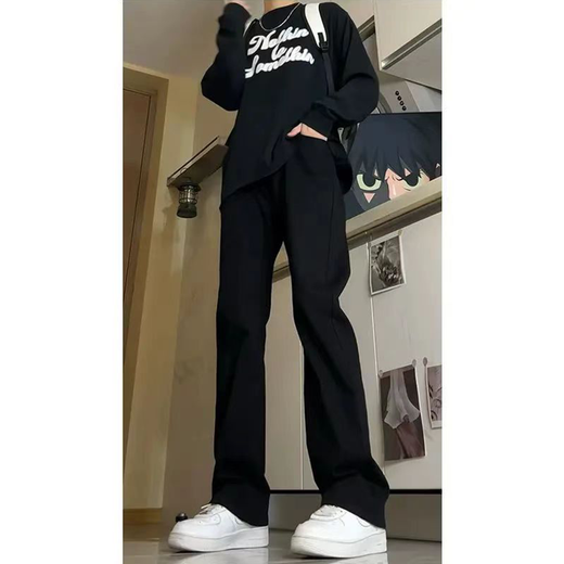 7家优品 微喇牛仔裤男士春夏季款美式复古高街修身宽松直筒长裤子男 DF-701黑色常规 XL