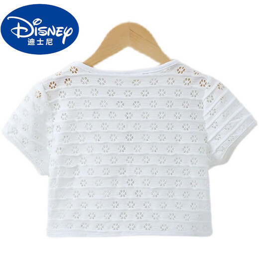 Disney girls shawl summer short-sleeved new children's cape hollow cotton jacket baby princess vest girl outer wear champagne color 140 [suggested height about 130cm]