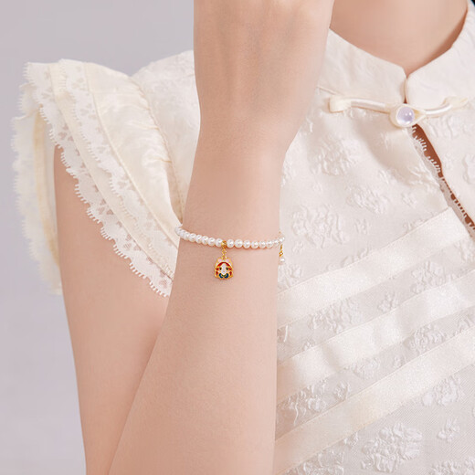 Safir birthday gift 18K gold double-sided enamel pendant female DIY gift to girlfriend birthday gift God of Wealth single pendant