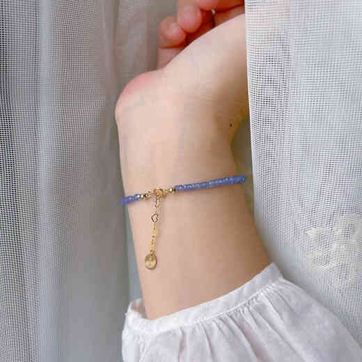 Chihuan natural ice-through tanzanite 18k gold imported 14K gold-filled bracelet original design niche temperament versatile and customizable gold-filled model 2.5mm thin 15+3cm suitable for 14