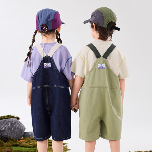 
Dudu family children's overalls summer trendy baby pants camping style boy shorts fashionable girls children's clothing military green 110