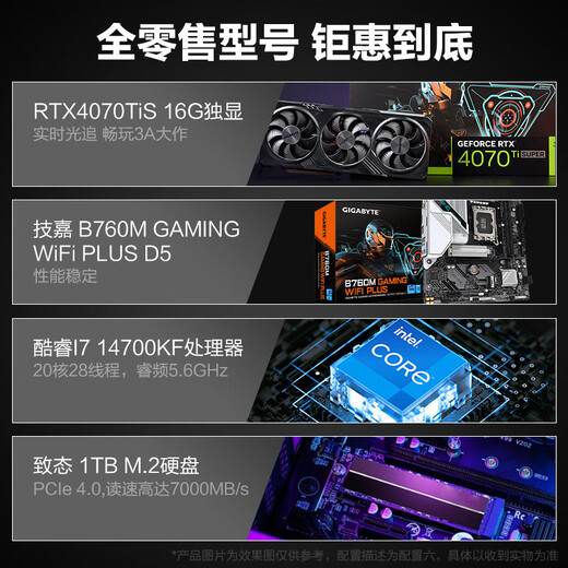 Gigabyte Ultra7 265K/14700KF/RTX5060/5070Ti assembled computer host live broadcast Ai rendering high configuration e-sports game chicken computer desktop complete set five Ultra 7 265KF+RTX5060Ti single host