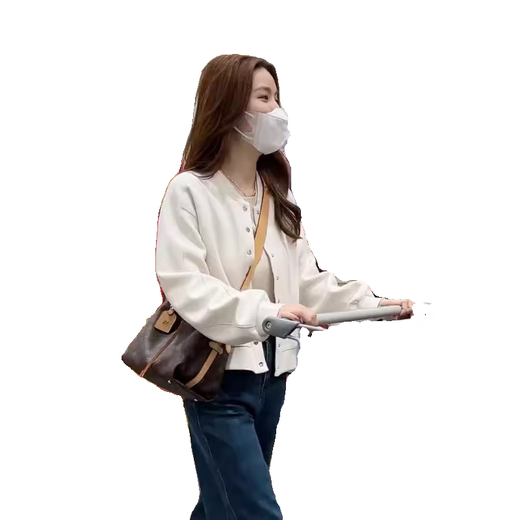 Aimaiyi Sweatshirt Cardigan Kurzjacke für Frauen im Europa frühen Frühling und Herbst 2025 Neue europäische Frauen-Mode-Baseball-Jacke Trendy Off-White [Original] L 100-115jin [Jin ist gleich 0,5 kg]