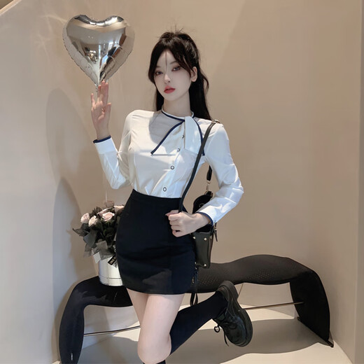 戏狐足浴技师工作服酒店前台白衬衫工装珠宝店美容院职业套装 6172#白色短袖衬衣 S