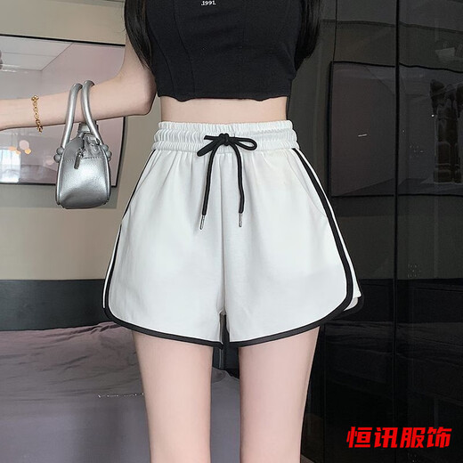 美梵朗运动短裤新款夏季外穿高腰显瘦宽松睡裤跑步阔腿休闲居家热裤 灰色舒适显白优选 M