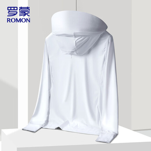 ROMON Ice Silk Sun Protection Clothing Men's Summer UPF50+ Anti-UV Sun Protection Clothing Men's Thin Fishing Jacket Jade White L