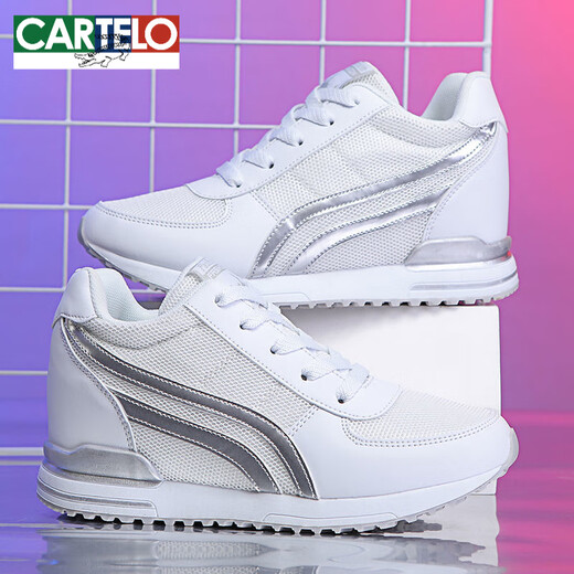 Cartelo Crocodile (Cartelo) Frühling und Herbst Unsichtbare innere Höhe 8 cm Sportschuhe Frauenschuhe, die dicke Sohle -Board -Schuhe erhöhen, kleine Freizeitstuhlschuhe 1289 Black 38