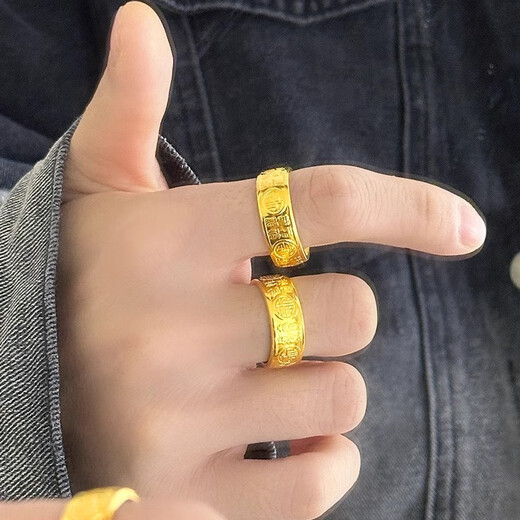 Oein glossy Pfaff live ring men and women same style wide version ring Vietnamese sand gold simulation gold solid non-fading glossy Pfaff live ring