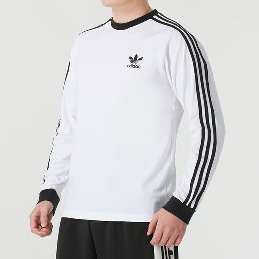 阿迪达斯 （adidas）三叶草长袖T恤男装2025夏季新款运动服圆领宽松时尚休闲套头衫 IA4879白色 XS