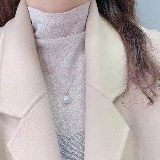 Yage 925 silver Princess Australian white pearl pendant for women with diamonds Princess Diana pearl clavicle chain pendant French light luxury fashion 12mm cold light Australian white temperament goddess