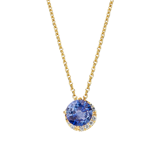 Youshu Japanese agete Akado natural tanzanite necklace women's light luxury retro amethyst 18K gold birthstone pendant amethyst tanzanite necklace