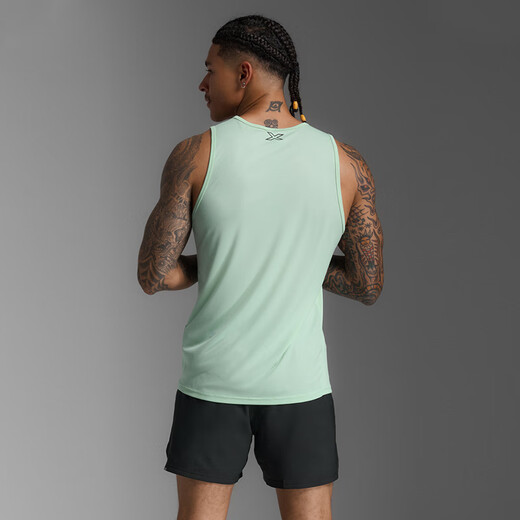 2XU Aero系列运动背心 轻薄吸汗修身速干衣跑步训练健身服无袖运动服 薄荷绿/黑色反光 25年限定色 L