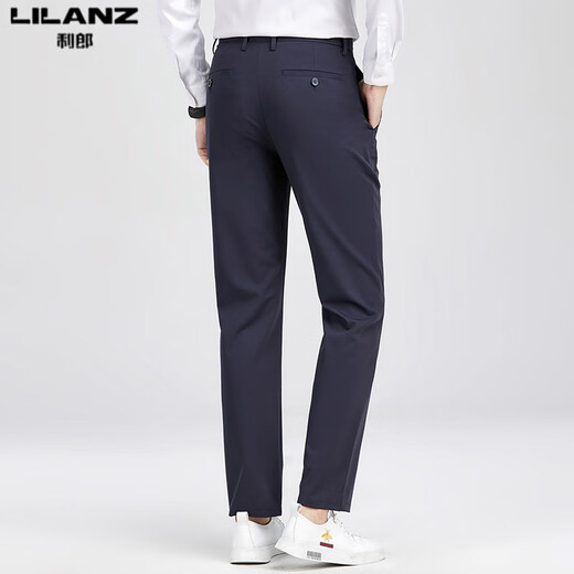 Lilang Herren Casual Hosen Sommer Neugeschäftshose Anti-Falten-Gerade und uneisenfreie Hosen Trend Schwarz H9896 33