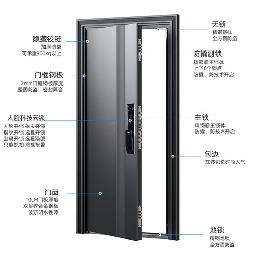 
2025 new model Ometu Oumitu Class A Anti-theft 5D Face Lock Zinc Alloy Fully Automatic Cat Eye Fingerprint Password Lock Security Entry Door Entry Door Security Door Palm Vein 5D Face Lock 2050*1050