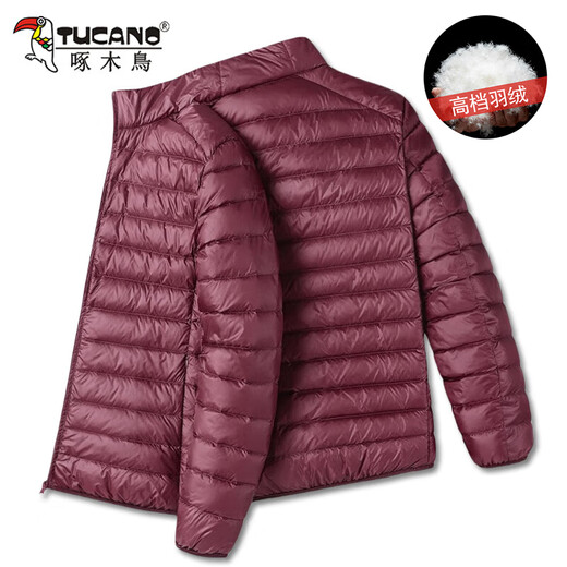 Woodpecker thin down jacket men's short winter warm and cold protection white duck down solid color fashionable casual jacket top clothes men 18819 black (stand-neck down jacket) 2XL (recommended weight 140-160 Jin [Jin equals 0.5 kg])
