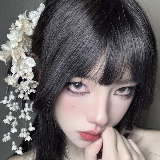 CLCEY铃兰花头饰花朵流苏发夹女森系新娘结婚发饰婚纱盘发配饰 紫色