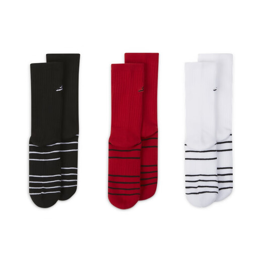 Nike (Nike) Jordan Officiel Nike Jordan Boys's Big Child's Mid Tube Sports Choques (3 paires) Support respirant et confortable FZ1797 687 Fitness Red One Size (Code américain 9-11)