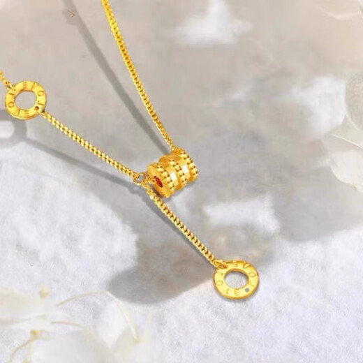 Yixiang gold color small waist necklace for women imitation 999 pure gold 18K gold pendant for Valentine's Day to give to girlfriend Goddess Day small waist