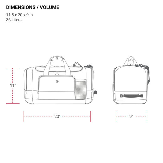 SWISSGEAR APEX Duffel Bag Gym Bag Travel Large Bag Black Gray/Black Dobby 20 Inch