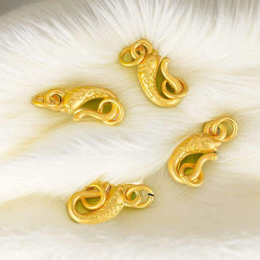 Time Bird 18k Gold Bracelet Button Head Button Connector Accessories Pearl Necklace Buckle Clip Imitation 18k Gold DIY Gold Pendant Buckle Carp Buckle (4*11mm*Ring 6mm)