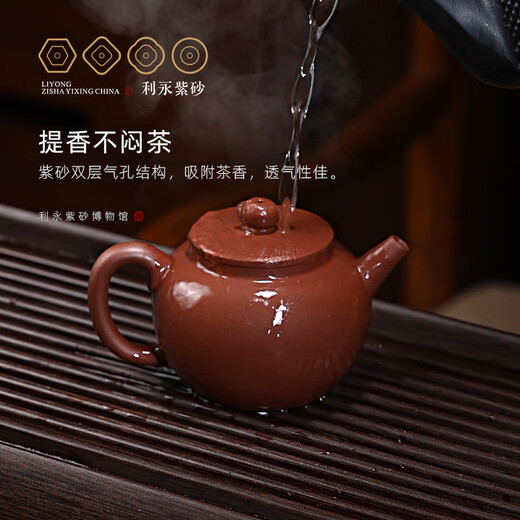 Centenary Liyong Yixing Zisha Pot Purely Handmade Original Mineral Purple Clay Fubao Flat Cover Household Teapot Kung Fu Tea Set for Elders Fubao-Purple Clay 160ml