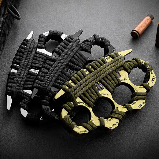 Yayle finger tiger self-defense thickened alloy high hardness weapon legal portable finger tiger knife fist pierced window four-finger hand support thickened evil spirit silver