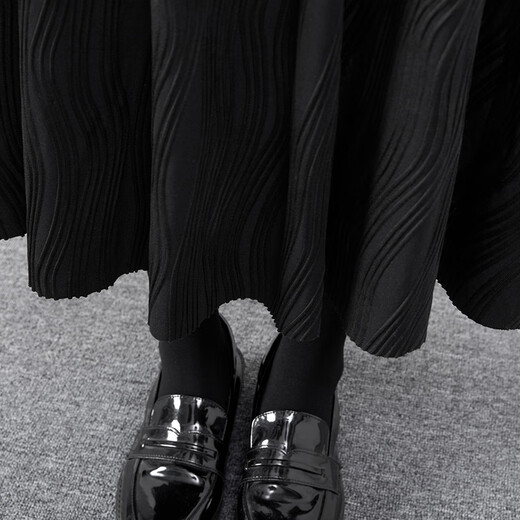 She pool high waist wide skirt women's 2025 autumn new style elastic waist slimming mid-length A-line retro skirt