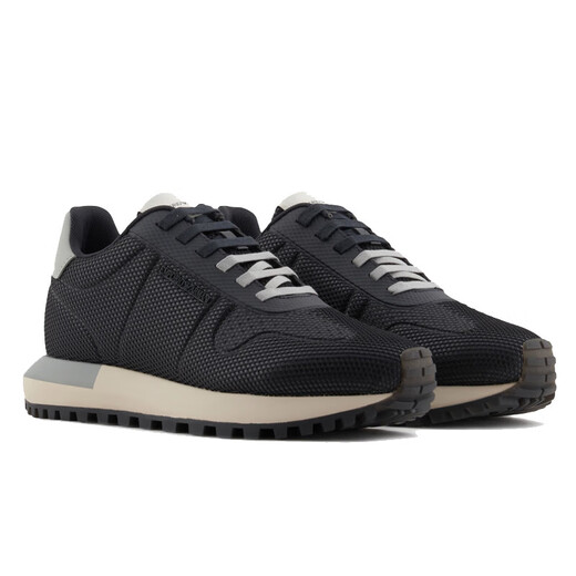 ARMANI NEUER MEN DICKEN SOLE MESH SNEAKERS EA Brand Logo Schnüre-up-Low-Top-Casos-Schuhe Mode große Namen Herrenschuhe Navy X4x684 (U555) Größe 40.5