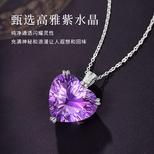 HEEKAIYI Heart of the Ocean Necklace for Women Amethyst Luxury Jewelry Chinese Valentine's Day Birthday Gift for Wife and Girlfriend Amethyst Heart of the Ocean Necklace