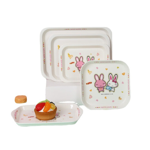 Wuhe para el tazón infantil de la vajilla para bebés A5 Metamine Imitation Serie de porcelana placa de tazón de la altura auspiciosa del conejo alojo de conejo auspicioso de la sopa para niños H-838j*1
