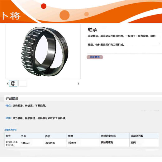 卜将 轴承 B7009 -C-T-P4S-UL 单位：个