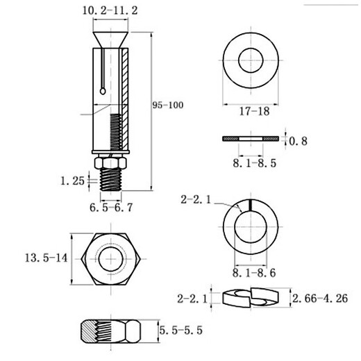 XMSJ boîte entière en gros norme nationale boulon d'expansion galvanisé vis pop-up vis d'expansion M6M8M10M12M14M16M20 crochet pop-up M12130 par boîte